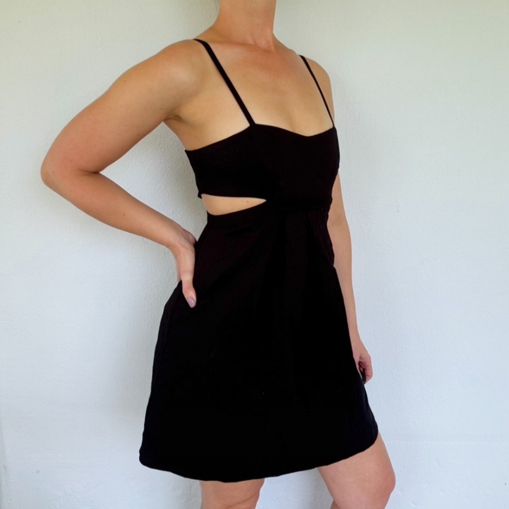 Sparkle & Fade black cut out side spaghetti strap mini dress size small